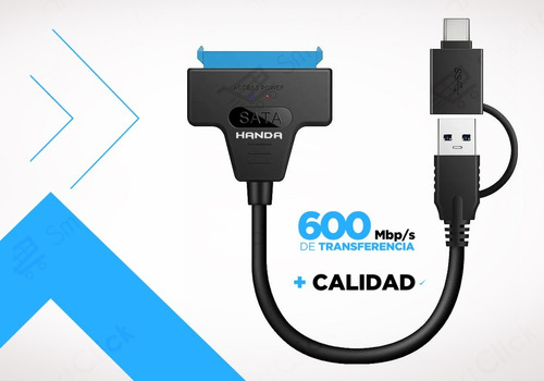Imagen 3 de 10 de Cable Sata Usb Adaptador Tipo C Y 3.0 Doble Salida Disco Ssd