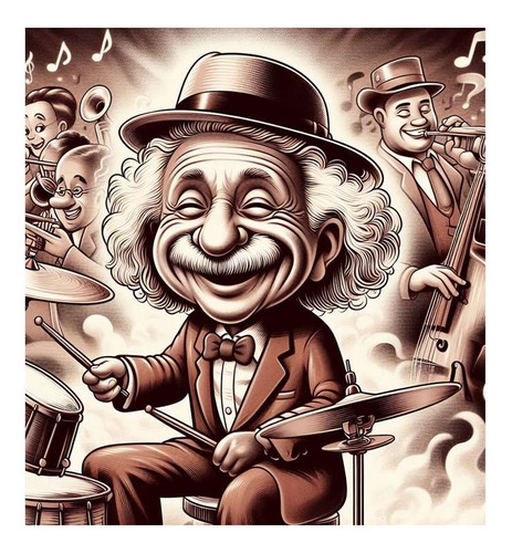 Vinilo 20x20cm Einstein Bateria Musica Musico Jazz Rock