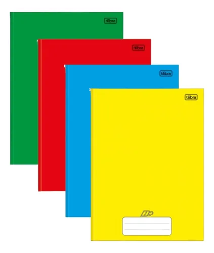 comprar Kit 4 Cadernos Brochura Grande Capa Dura 96 Folhas Coloridos