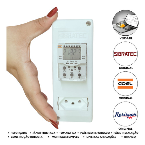 Programador Horário Bwt-40hr Sirene Escola C/ Tomada Bivolt