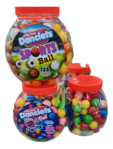 1kg Big Chicle Danclets Ball Pote C/125 Bolão Chiclete Festa
