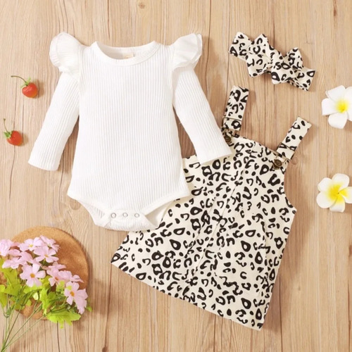 Conjunto 3 Piezsas Para Niñas Cotele Leopardo
