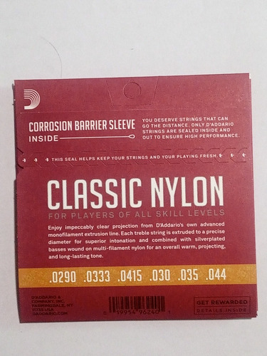 Imagen 4 de 4 de Cuerdas D'addario Classic Ej27n 3/4
