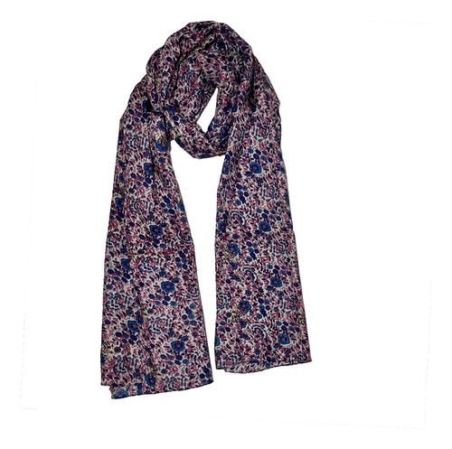 Echarpe Floral Roxo Algodão 160x50 Cm Cor Violeta