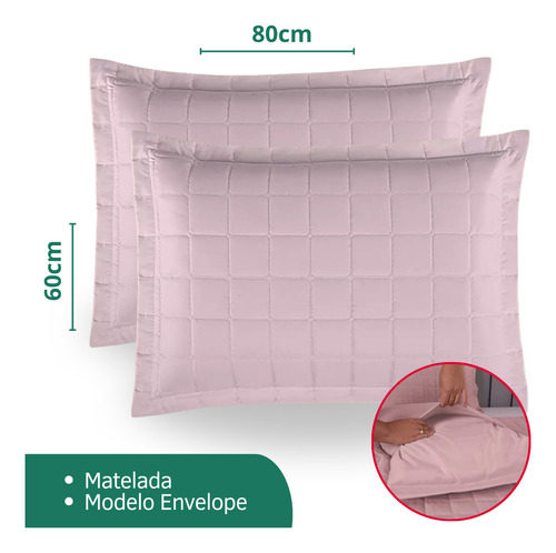 Cobre Leito Colcha Casal Padrão Matelado Dupla Face Toque Macio E Suave 400 Fios Rose