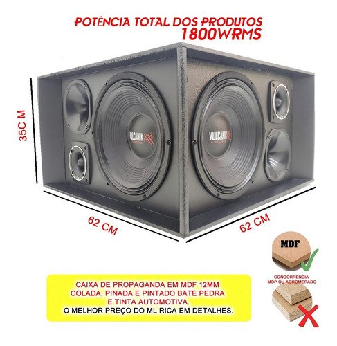 Caixa De Propaganda 4 Lados Volante Com Modulo Taramps 800w