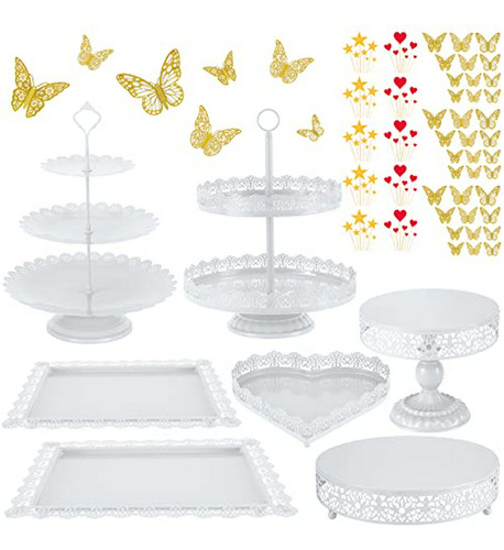 Set Mesa Postres 113 Pz Blanco - Soportes Pastel Metálicos C