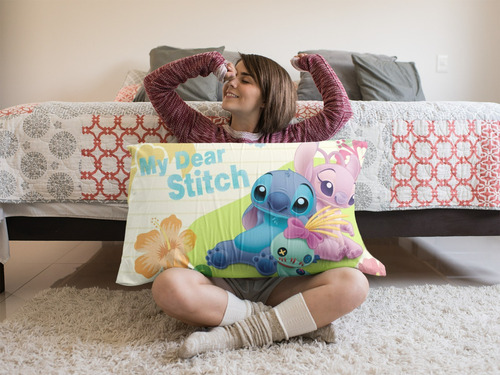 Jogo De Cama 2 Pç Branco Lilo & Stitch Com Ou Sem Elástico Desenho Do Tecido Lençol Sem Elástico