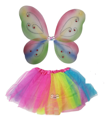 Kit Para Halloween De Mariposa Alas Tutu Y Varita De Colores