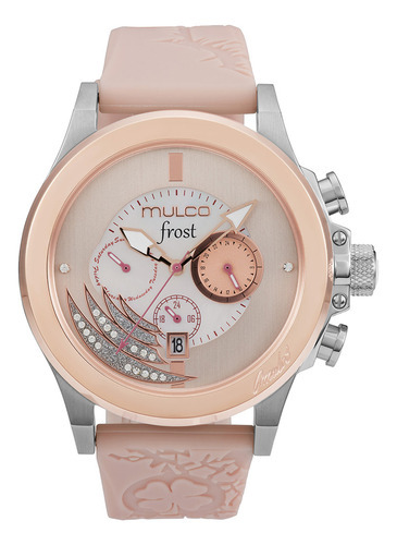 Reloj Mujer Mulco Mw-3-21841-113 Frost Full Moon Color de la correa Beige Color del bisel Plateado Color del fondo Beige