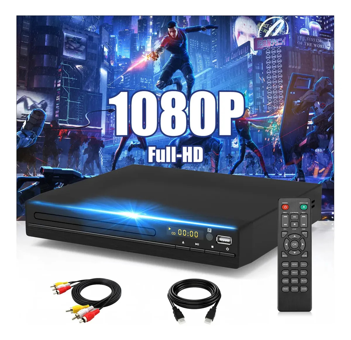 Reproductor De Dvd Para Tv 1080p Hd Con Hdmi Usb Rca 100-240v