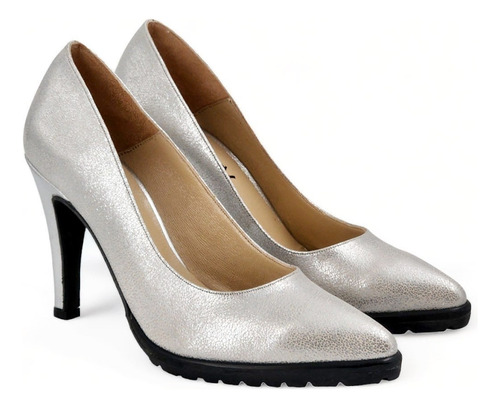 Zapatos Estiletos De Mujer Antonella 22-75 Cuero Plata