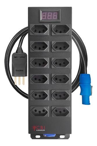 2x Régua 12 Tomadas Cbi Profissional 4kw 1,5 Metro Voltimetr