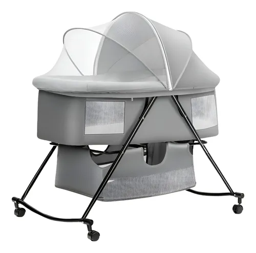 Berço Moises Balanço Mosquiteiro Portátil Até 15kgs Pipdip Cinza