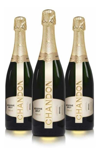 Kit C/ 03 Espumante Chandon Brut 750 Ml Com Nota Fiscal