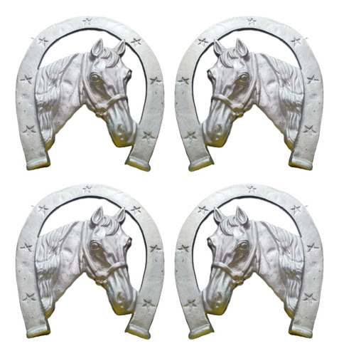 Figuras De Herradura Con Caballo Grande 4pzs En Aluminio 