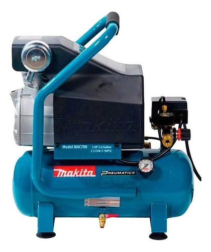 Compressor de ar elétrico portátil Makita MAC700 monofásica 2.6gal 2hp 220V azul-turquesa