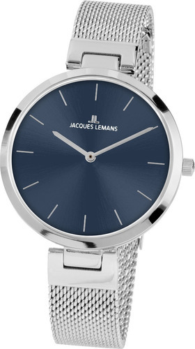Reloj Jacques Lemans 1-2110c Color De La Correa Plateado Color Del Bisel Plateado Color Del Fondo Azul