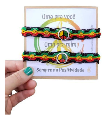 Pulseiras Positividade Macramê Pingente De Cerâmica