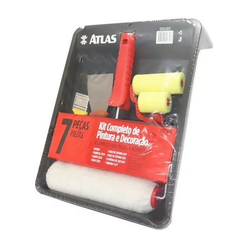 Kit Pintura Rolo Completo Atlas Pintura Bandeja 7pç Trincha