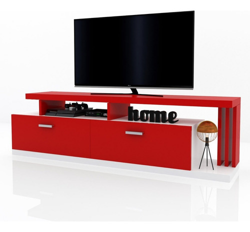 Modular Centro De Entretenimientos Mesa Para Tv Lcd Led H/40 Color Rojo