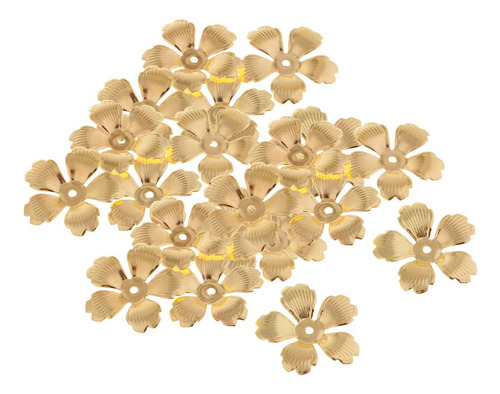 Granos De Flor De Filigrana De Metal Dorado De 30 Piezas.