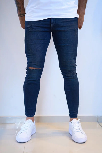 Jean Geke Plegaria Hombre Slim Fit Rotura En Rodilla | Envío gratis