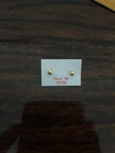 Par De Brincos Infantil De Bola 3mm Ou 2° Furo Ouro 18k-750