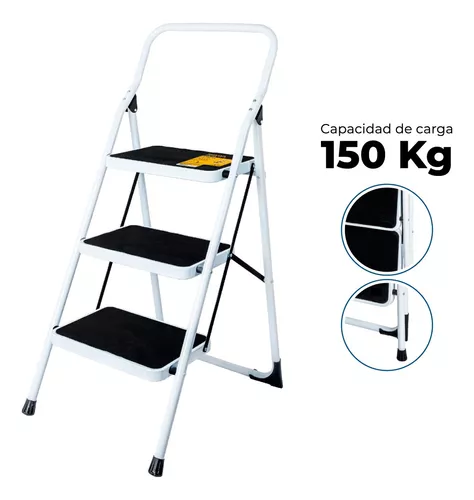 Escalera Tubular Plegable 2 Peldaños Pasos Pretul 24118 Color Blanco