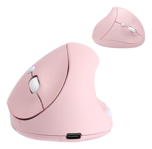 Ratón Inalámbrico Ergonómico Rosa Vertical Recargable Silenc