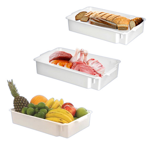 Kit Com12 Bandejas Topa Tudo Para Açougue Padaria Alimentos Branca 11,5 Litros Atacado
