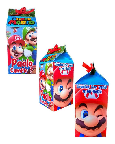Caja De Regalo Para Dulces Mario Bros Personalizado 6u