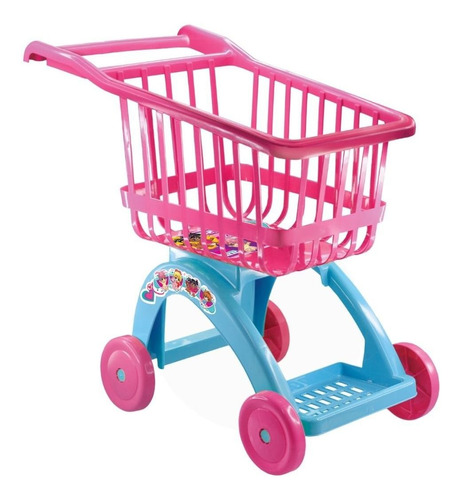 Brinquedo Carrinho Compras Infantil Faz De Conta Lider 227 Cor Rosa/Azul