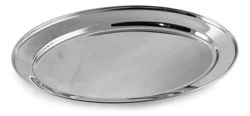 Bandeja Aço Inox Para Servir 30x20 Oval Rasa - Dolce Home Cor Prata