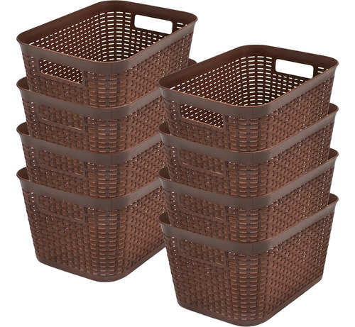 Set De 8 Canastas Organizadoras Tipo Rattan