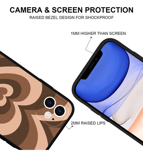 Case Duoqlian iPhone 12, Corazón Marrón Para iPhone 12 Case