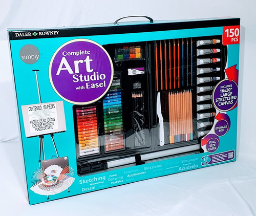 Estuche De Arte Dibujo Pintura Caballete Daler Rowney 150 Pz