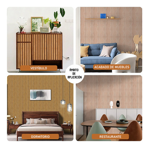 Papel Pintado Autoadhesivo Imitación Rejilla Grano De Madera