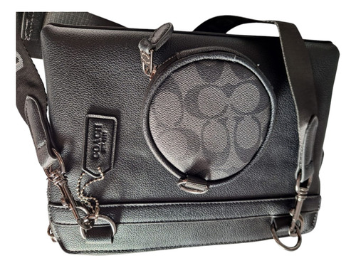 Crossbody Hudson Para Hombre Con Monedero Juvenil Elegancia Negro Lisa Plateado Negro