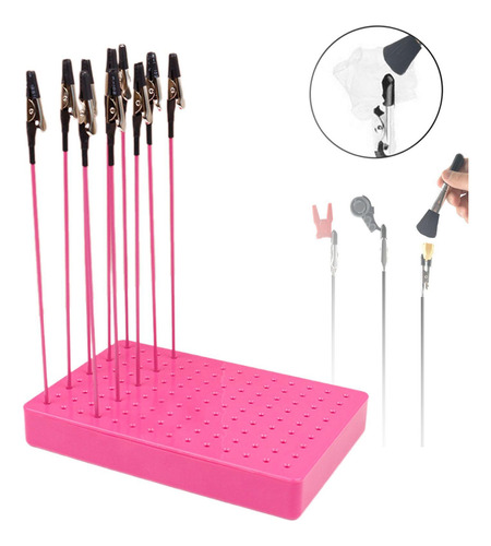 10x Pintor Soporte Base Set Modelado Rosa Y 10 Clips