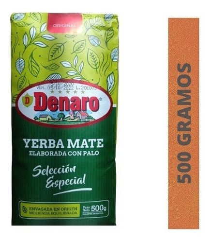 Yerba mate Denaro Seleccion Especial sabor sin sabor sin TACC en bolsa 500 g