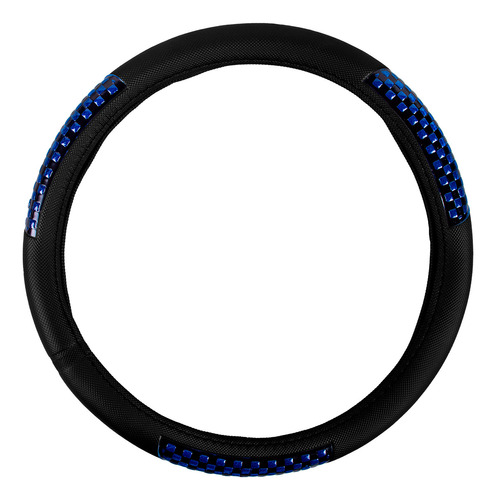 Funda Cubre Volante Antiderrapante Negro C/ Reflejante Azul