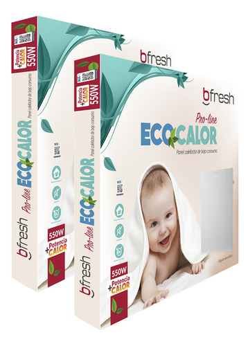 Pack 2 Paneles Calefactores B-fresh Eco Calor 550w Blanco | Bajo Consumo Silenciosos Personalizables Fácil Instalación Ideal Para Hogar U Oficina | Eco Calor