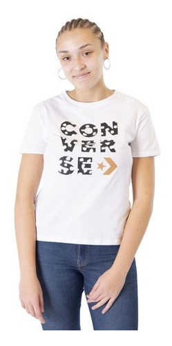 Converse Remera Lifestyle Mujer Mc Cheetah Bco-neg Blw