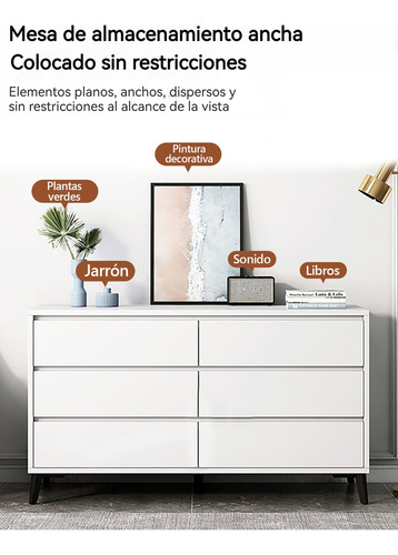 Cómoda Cama Blanco Modernas Con 6 Cajones De Madera 118cm Blanco