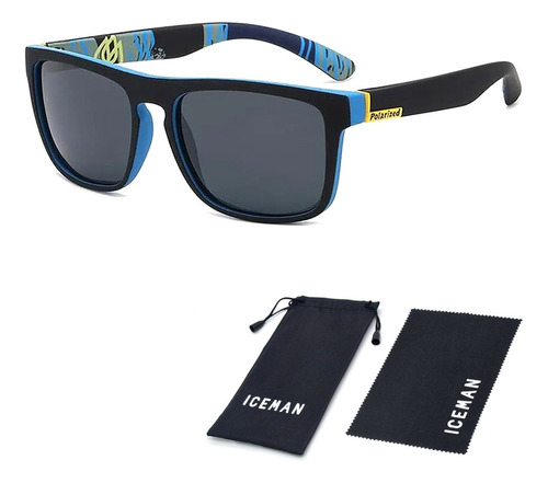 Óculos De Sol Masculino Polarizado Surfista Uv400 Iceman 765 Cor Preto Desenho Abstrato