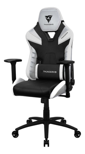 Silla de escritorio ThunderX3 TC5 gamer ergonómica  all white con tapizado de cuero sintético