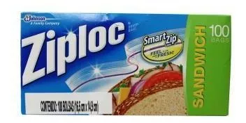 Bolsas Herméticas Ziploc Sandwich 100 pzas