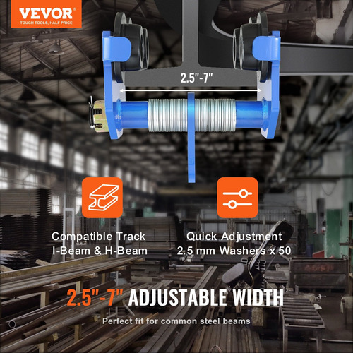 Trolley Manual 4400lbs Ancho Ajustable 2.5 A 7 Pulgadas