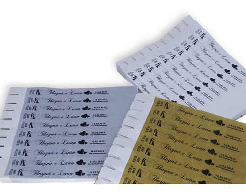 Imagem 7 de 10 de Pulseira Identificação Personalizada Festa Tyvek Kit 1000un
